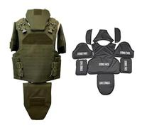 LZAQHMT Ensemble Porte-plaques Tactique Modulaire - Gilet Protection Intégrale (réplique) avec Pack D'accessoires Amovible | Équipement D'entraînement Dégagement Rapide(Green-IIIA)