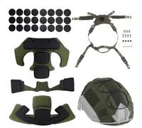LZAQHMT Kit De Rembourrage pour Casque Tactique Comprend Une Housse De Casque, Un Système De Suspension Réglable À 4 Points, Une Jugulaire Et Un Ensemble De Mousse EVA Universelle(Ranger Green)
