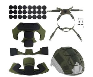LZAQHMT Kit De Rembourrage pour Casque Tactique Comprend Une Housse De Casque, Un Système De Suspension Réglable À 4 Points, Une Jugulaire Et Un Ensemble De Mousse EVA Universelle(Ranger Green)