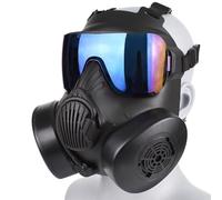 LZAQHMT Masque À Gaz Factice Intégral en Forme De Crâne pour Airsoft - Lunettes De Protection pour Costume d'halloween Et Cosplay Aucune Protection Réelle Contre Les Gaz(BK-Blue)