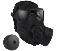 LZAQHMT Masque À Gaz Intégral Tactique Airsoft 2 en 1 avec Ventilateur Et Microphone Intégrés - Respirateur Filtrant pour Accessoires De Cinéma, Cosplay, CS:GO Et Équipements De Jeu