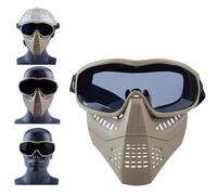LZAQHMT Masque Airsoft avec Lunettes - Masque De Protection Tactique Complet, Anti-buée Résistant Aux Chocs pour Le Jeu De Tir Au Paintball(TANB)