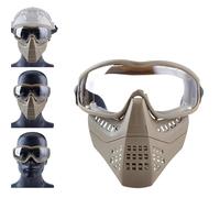 LZAQHMT Masque Airsoft avec Lunettes - Masque De Protection Tactique Complet, Anti-buée Résistant Aux Chocs pour Le Jeu De Tir Au Paintball(Tan)