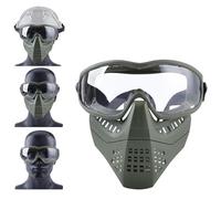 LZAQHMT Masque Airsoft avec Lunettes - Masque De Protection Tactique Complet, Anti-buée Résistant Aux Chocs pour Le Jeu De Tir Au Paintball(OD)