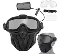 LZAQHMT Masque De Protection Intégral Tactique - Lunettes Détachables avec Système De Ventilation Antibuée pour Accessoires De Wargame, Airsoft Et Paintball(Black)