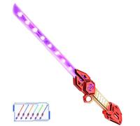 LZAQHMT Sabre Laser Rétractable Rotatif Sabre Laser Épée - 6 Couleurs Lumineuses Clignotantes avec Effets Sonores Blaster Poignée Réaliste, Sabre Laser Double Lame Lumineux pour Cosplay(Gilded Red)