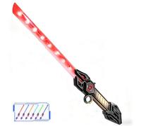LZAQHMT Sabre Laser Rétractable Rotatif Sabre Laser Épée - 6 Couleurs Lumineuses Clignotantes avec Effets Sonores Blaster Poignée Réaliste, Sabre Laser Double Lame Lumineux pour Cosplay(Gilded Black)