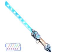 LZAQHMT Sabre Laser Rétractable Rotatif Sabre Laser Épée - 6 Couleurs Lumineuses Clignotantes avec Effets Sonores Blaster Poignée Réaliste, Sabre Laser Double Lame Lumineux pour Cosplay(Gilded Blue)