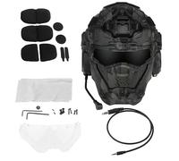 LZAQHMT Tactical Airsoft Helmet Protective Gear, Built-in Communication Earphones for Airsoft Paintball, Halloween, Cosplay Costume Party, CS(BCP)