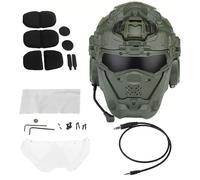 LZAQHMT Tactical Airsoft Helmet Protective Gear, Built-in Communication Earphones for Airsoft Paintball, Halloween, Cosplay Costume Party, CS(RG)