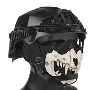 LZAQHMT Tactical Multi Functional Helmet, Airsoft Lower Half Face Mask with Ear Face Protection, for Halloween CS Hunting Paintball Gear(BK-White)