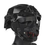 LZAQHMT Tactical Multi Functional Helmet, Airsoft Lower Half Face Mask with Ear Face Protection, for Halloween CS Hunting Paintball Gear(BK)
