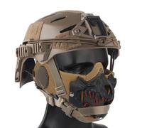 LZAQHMT Tactical Multi Functional Helmet, Airsoft Lower Half Face Mask with Ear Face Protection, for Halloween CS Hunting Paintball Gear(Tan)