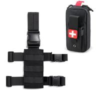 LZAQHMT Tactique Cuirasse Plateforme Molle EDC Pochette Médical Secouriste Urgence Trousse Premiers Secours Sac IFAK Utilitaire Outil Sac avec Sac Molle Cuisse(BK)