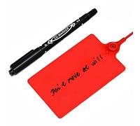 Lzbignun Lot de 100 étiquettes d'expédition en plastique étanches pour fermeture éclair - Grandes étiquettes vierges inscriptibles - Étiquettes de rangement avec un marqueur (rouge)