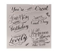 LZBRDY Tampons en caoutchouc transparent pour la fabrication de cartes, le scrapbooking, les décorations de fond d'anniversaire, de Noël (phrase de mots heureux, 15 x 15 cm)