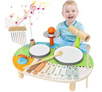 LZDMY Instrument de Musique Bebe à Tambour Enfant, 9-en-1 Ensemble Xylophone Jouer de 1 2 3 4 5 Ans, Jouets pour Enfants Jeux Montessori Bébé pour Anniversaire Pâques Cadeau de Noël Fille Garçon