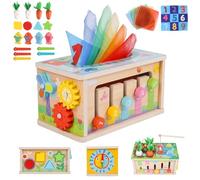 LZDMY Jouet Bébé 1 an Montessori, 6 en 1 Jeux en Bois Boîte à Mouchoirs, Jouet Éducatif pour Enfant 2 3 Ans, Cadeau Garçon Fille pour Développer la Motricité et l'Éveil Sensoriel