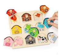 LZDMY Jouets Montessori pour bébé de 1 an et Plus Puzzle en Bois, Ferme Jouet Moteur pour 12-36 Mois Fille Garçon Enfant Puzzle préhension Jouet à emboîter Jeu de tri Anniversaire Noël Pâques Cadeau