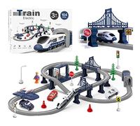 LZDMY Train Electrique Enfant 3 4 5 6 7 8 Ans 104 PCS | Jouets Enfants Véhicules de Construction Jeu de Piste avec Space Vehicle