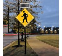 LZDOYY Panneau de Passage piéton à LED Solaire, Panneau d'avertissement de Circulation pour piétons en Aluminium de 61 cm, Panneau de Passage piéton Clignotant à LED à énergie Solaire