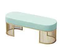 LZDRETUQ Banc rembourré en Velours avec Base dorée, Rangement pour Chaussures d'entrée, élégant Tabouret de Coiffeuse Multifonction pour Femme, Vert Clair, 100 x 35 x 45 cm (39 x 14 x 18 Pouces).