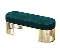 LZDRETUQ Banc rembourré en Velours avec Base dorée, Rangement pour Chaussures d'entrée, élégant Tabouret de Coiffeuse Multifonction pour Femme, Vert, 100 x 35 x 45 cm (39 x 14 x 18 Pouces).
