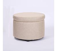 LZDRETUQ Repose-Pieds Ottoman, Repose-Pieds, Repose-Pieds, Repose-Pieds Rond en Coton et Lin, poufs pour Chambre à Coucher, Repose-Pieds pour Salon, Bleu lac - 33 *