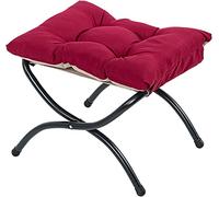 LZDRETUQ Tabouret Repose-Pieds Pliable avec Pieds en métal, Pouf Moderne Amovible, Confortable et Portable en Coton antidérapant pour Salon et Chambre à Coucher - Vin Rouge