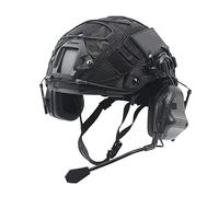 LZEFIA Casque Tactique Fast Combiné, Militaire Équipement de Protection Style Militaire avec écouteur Tactique et Couvercle Casque pour Les Loisirs l'ensemble de Jeu Airsoft Paintball CS