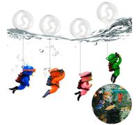 LZGOPE Lot de 4 décorations flottantes pour aquarium avec globes d'eau et ligne de poisson, accessoires d'aquarium en résine pour la maison, le bureau