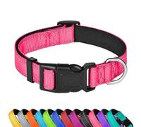 LZGOPE Reflective Dog Collar, Adjustable Soft Neoprene Padded Nylon Pet Collars with Buckle for Medium Dogs, Pink,XL