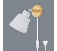 LZGS Go Swing Bands Lampe murale avec interrupteur macaron E27 - Type de lampe - Interrupteur à cordon - Applique murale en bois - Lampe de chevet pour salon et chambre à coucher (blanc 2)