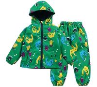 LZH Enfants Imperméable Garçon Neige à Capuche Veste de Pluie Pantalon | 2PCS Set Garçon Filles Imperméables à Capuche Veste et Pantalon, Doublé Polaire, pour Jour de Pluie Neige, l'école