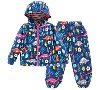 LZH Enfants Imperméable Garçon Neige à Capuche Veste de Pluie Pantalon | 2PCS Set Garçon Filles Imperméables à Capuche Veste et Pantalon, Doublé Polaire, pour Jour de Pluie Neige, l'école