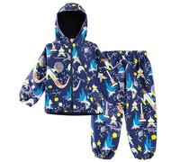LZH Enfants Imperméable Garçon Neige à Capuche Veste de Pluie Pantalon | 2PCS Set Garçon Filles Imperméables à Capuche Veste et Pantalon, Doublé Polaire, pour Jour de Pluie Neige, l'école
