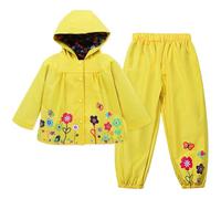 LZH Imperméable de Pluie pour Enfants Imperméable Capuche Veste et Pantalon | 2PCS,imperméable capuche veste pantalon. Imperméables pour garçons filles, à un usage quotidien tout au long de l'année 1-6Y