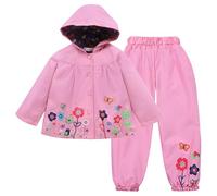 LZH Imperméable de Pluie pour Enfants Imperméable Capuche Veste et Pantalon | 2PCS,imperméable capuche veste pantalon. Imperméables pour garçons filles, à un usage quotidien tout au long de l'année 1-6Y