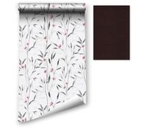 LZH-LP Papier peint à décoller et à coller, 44.5x1200CM papier peint autocollant oiseaux floraux, film vinyle amovible, revêtement mural de meubles avec patch de réparation en cuir