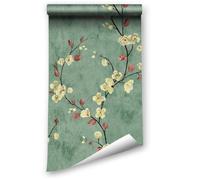 LZH-LP Papier Peint à Décoller et à Coller, 44.5x1200CM Papier Peint Autocollant Oiseaux Floraux Film Vinyle Amovible, Revêtement Mural de Meubles