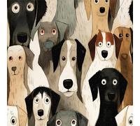 LZH-LP Papier Peint Autocollant, 44x300CM Chien Animé Abstrait Animal Papier Contact Décoller Coller Vinyle Film Décoratif Amovible pour Armoires Murales