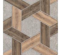 LZH-LP Papier Peint Autocollant, 44x300CM Pierre Bois Patchwork Ombres Lumineuses 3D Papier Contact Décoller Coller Vinyle Film Décoratif Amovible pour Armoires Murales