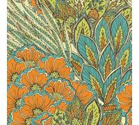 LZH-LP Papier Peint Autocollant, 44x500CM Fleurs Bleu-Vert Forme D'Éventail Feuilles Forme Plumes Papier Contact Décoller Coller Vinyle Film Décoratif Amovible pour Armoires Murales