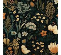 LZH-LP Papier Peint Autocollant, 44x600CM Motif Floral Bohème Vintage Autocollant Vert et Jaune Sans Couture Amovible Décoratif pour Mur