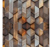 LZH-LP Papier Peint Autocollant, 44x600CM Multicolore Bois Patchwork Ombres Lumineuses 3D Papier Contact Décoller Coller Vinyle Film Décoratif Amovible pour Armoires Murales