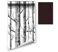 LZH-LP Papier peint autocollant à décoller et à coller, 44.5x1200CM motif forêt de bouleau, film vinyle amovible, revêtement mural de meubles avec patch de réparation en cuir pour canapé en cuir