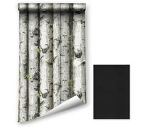 LZH-LP Papier peint autocollant à décoller et à coller, 44.5x400CM motif forêt de bouleau, film vinyle amovible, de meubles avec patch de réparation en cuir pour canapé en cuir