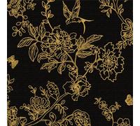 LZH-LP Papier Peint Autocollant Doré et Noir, 44x300CM Motif Fleurs Oiseaux Forêt Feuilles Plantes Motif Floral Doré Autocollant pour Meubles