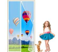 LZHBD Moustiquaire Porte MagnéTique 90 x 190 cm Rideau Anti Mouche Porte Moustiquaire Enroulable Fermeture Automatique sans Perçage pour Enfants et Animaux de Compagnie - Blanc