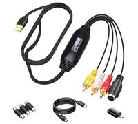 LZHIOs Convertisseur VHS vers numérique, carte de capture vidéo USB 2.0, adaptateur analogique vers numérique HD 1080p, RCA AV composite vers USB audio vidéo pour convertir des cassettes VHS VCR